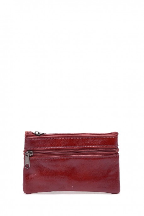 KJ7316A Split leather purse : colour:Bordeaux