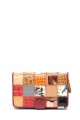 KJ6302-C Leather Patchwork Wallet : colour:Red / Red