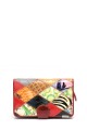 KJ6302-L Leather Patchwork Wallet : colour:Red / Red