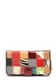 KJ6303-C Leather Patchwork Wallet : colour:Red / Black
