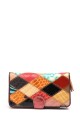 KJ6303-L Leather Patchwork Wallet : colour:Red / Brown