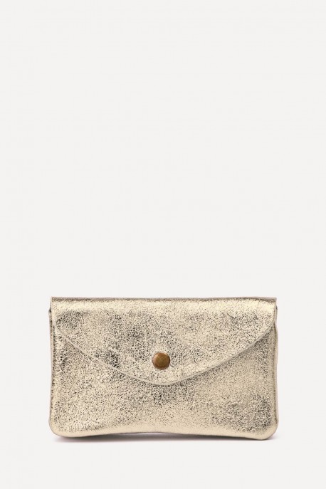 Porte-monnaie Pochette cuir métallisé ZE-8002 : Couleur:Champagne (L003/L-556)