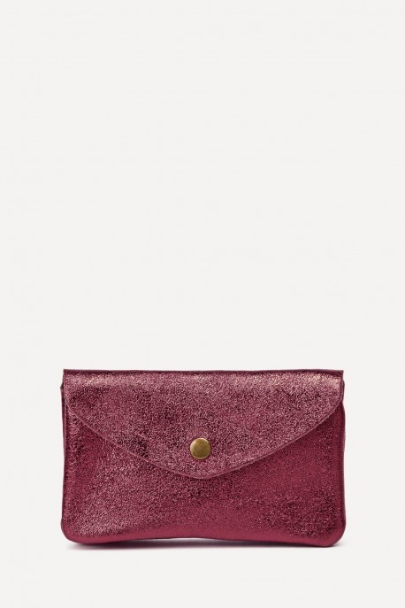 Metallic leather coin purse ZE-8002 : Colors:Dark Red (L019/L-528)
