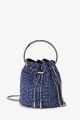 M-7019 Petit sac à main sac bandoulière en maille de strass : couleur:Bleu (Blue)