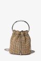 M-7019 Petit sac à main sac bandoulière en maille de strass : couleur:Dorée (Gold)