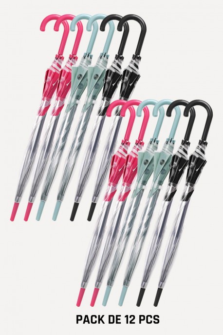 RST706A-5557 Parapluie Canne Transparent Auto "RST" - forme cloche motif Chat : couleur:Pack de 12