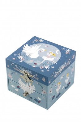S20974 Musical Cube Box Swan Lake - Blue - Trousselier