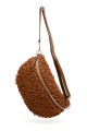 Synthetic sheepskin wool fanny pack with leather shoulder strap ZE-9008