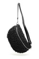 Synthetic sheepskin wool fanny pack with leather shoulder strap ZE-9008