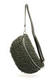 Synthetic sheepskin wool fanny pack with leather shoulder strap ZE-9008