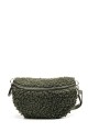 Synthetic sheepskin wool fanny pack with leather shoulder strap ZE-9008