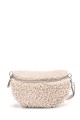 Synthetic sheepskin wool fanny pack with leather shoulder strap ZE-9008