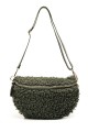 Sac banane laine mouton synthétique bandoulière en cuir ZE-9008
