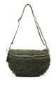 Synthetic sheepskin wool fanny pack XL size with leather shoulder strap ZE-9008 : colour:Khaki