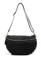 Sac banane laine mouton synthétique bandoulière en cuir ZE-9008