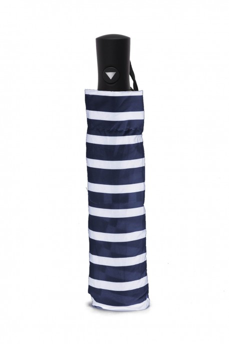 7389 Parapluie pliant Automatique Motif rayure - Neyrat : couleur:Marine (Navy)