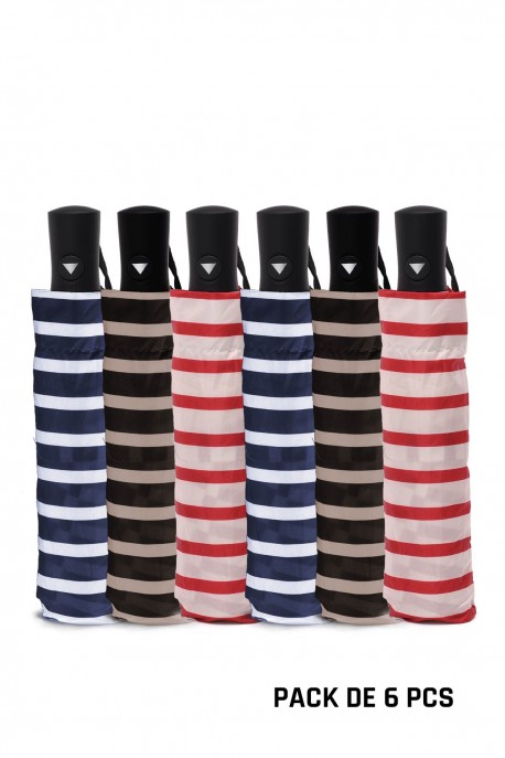 7389 Parapluie pliant Automatique Motif rayure - Neyrat : couleur:Pack de 6
