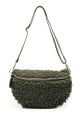 Synthetic sheepskin wool fanny pack with leather shoulder strap ZE-9007-GD