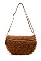 Synthetic sheepskin wool fanny pack with leather shoulder strap ZE-9007-GD