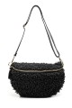 Sac banane laine mouton synthétique bandoulière en cuir ZE-9007-GD