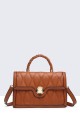 28267-BV Quilted Synthetic handbag : colour:Brown