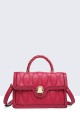 28267-BV Quilted Synthetic handbag : colour:Fuchsia