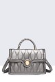 28267-BV Quilted Synthetic handbag : colour:Silver