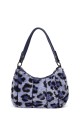 Synthetic leopard fur shoulder handbag 2016 : colour:Blue