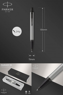 Parker IM Matte Grey ballpoint pen with black lacquer finish Medium Point 2127894