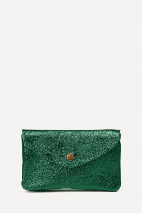 Metallic leather coin purse ZE-8002 : Colors:Dark green (L-558 / L016)