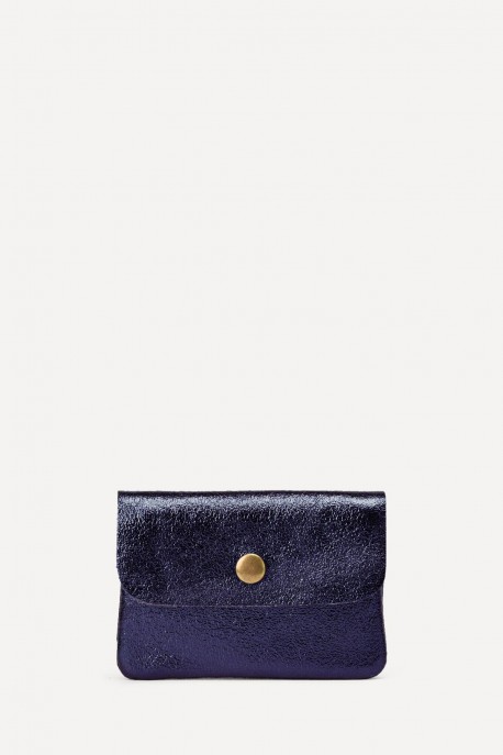 Porte-monnaie Pochette cuir métallisé ZE-8001 : Couleur:Marine (L-530 / L033)