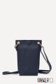 Grained Leather crossbody clutch bag ZE-9014-G : colour:Bleu Nuit