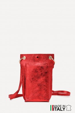 Sac pochette bandoulière en cuir métallisé ZE-9014-MT