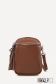 Grained Leather crossbody clutch bag ZE-9012-G : colour:Cognac