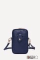 Grained Leather crossbody clutch bag phone size ZE-9013-G : colour:Bleu Nuit