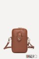 Grained Leather crossbody clutch bag phone size ZE-9013-G : colour:Cognac