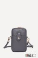 Grained Leather crossbody clutch bag phone size ZE-9013-G : colour:Gris foncé