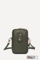 Grained Leather crossbody clutch bag phone size ZE-9013-G : colour:Khaki