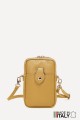 Grained Leather crossbody clutch bag phone size ZE-9013-G : colour:Moutarde