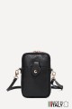 Grained Leather crossbody clutch bag phone size ZE-9013-G : colour:Black
