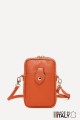 Grained Leather crossbody clutch bag phone size ZE-9013-G : colour:Orange