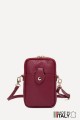 Grained Leather crossbody clutch bag phone size ZE-9013-G : colour:Rouge foncé