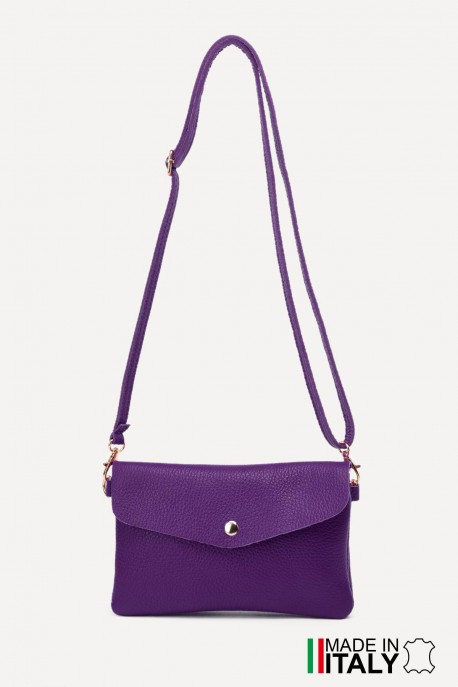 Sac pochette bandoulière en cuir ZE-9010 : Couleurs:D45 - Violet