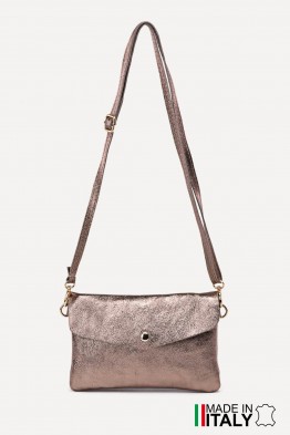 Sac pochette bandoulière en cuir métallisé ZE-9010-MT
