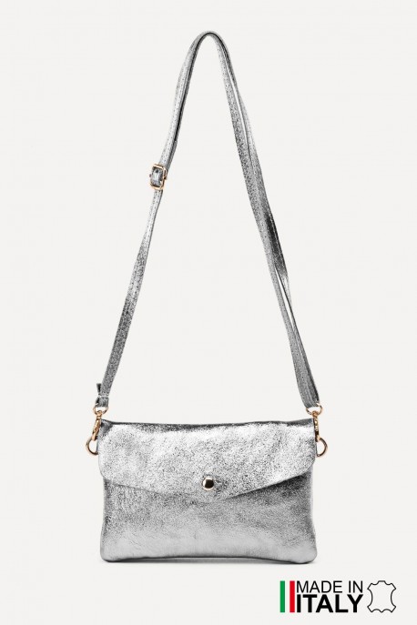 Metallic Leather crossbody clutch bag ZE-9010 : Colors:silvery (L002/L-513)