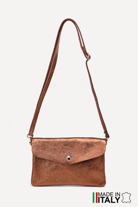 Metallic Leather crossbody clutch bag ZE-9010