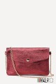 Metallic Leather crossbody clutch bag with chain ZE-9010-MTC : Colors:Dark Red