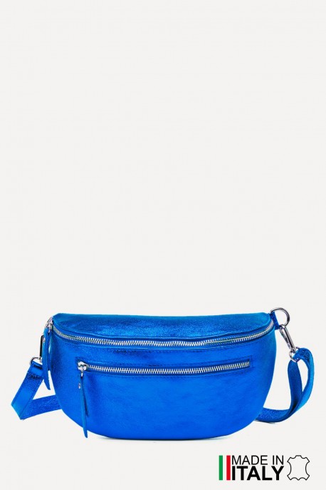 Metallic Leather fanny pack ZE-9004-MT : Colors:Electric blue (L-509)