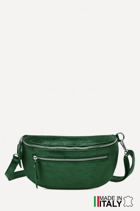 Metallic Leather fanny pack ZE-9004-MT : Colors:Dark green (L-558 / L016)