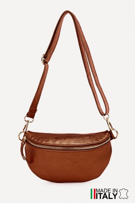 Metalic Leather fanny pack ZE-9009-MT : Colors:Caramel (L006/L-527)